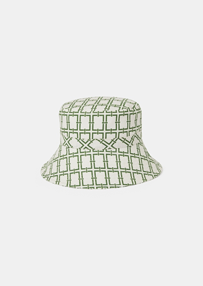 Bob ecru with green graphic desing bucket hat Off-white TARA JARMON