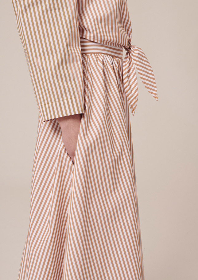 Jelato brown striped poplin skirt Cognac TARA JARMON