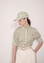 Carole ecru with green graphic design hat Off-white TARA JARMON