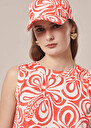 Carole ecru with coral graphic design cap Coral TARA JARMON