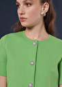 Glitter green cardigan in compact knit Emerald, Gold, Poppy TARA JARMON