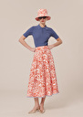 Javoue ecru with coral graphic design skirt Coral TARA JARMON
