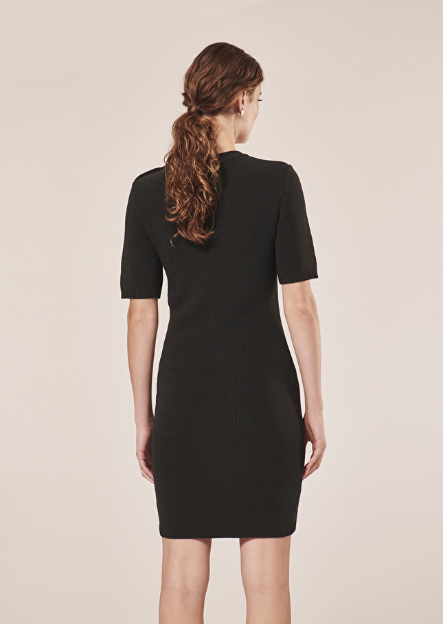 Rayonnante black iridescent cotton dress Steel TARA JARMON