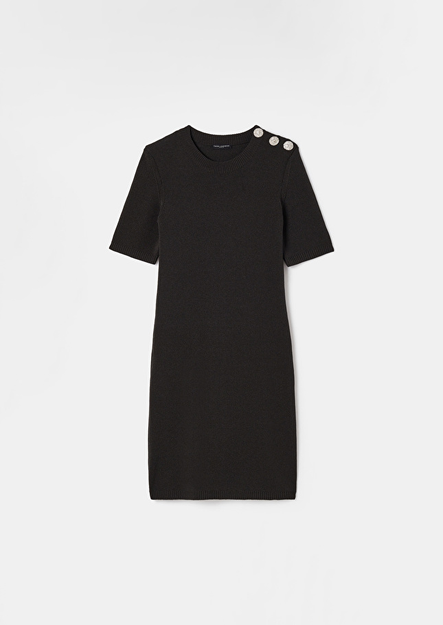 Rayonnante black iridescent cotton dress Steel TARA JARMON