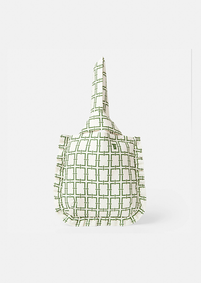 Soledad ecru with green graphic design bag Off-white TARA JARMON