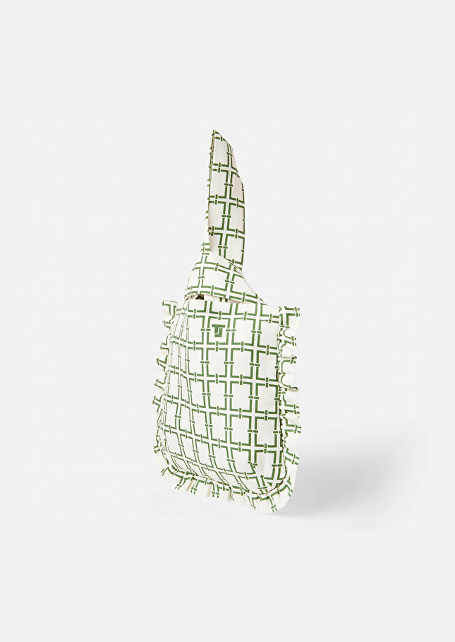Soledad ecru with green graphic design bag Off-white TARA JARMON