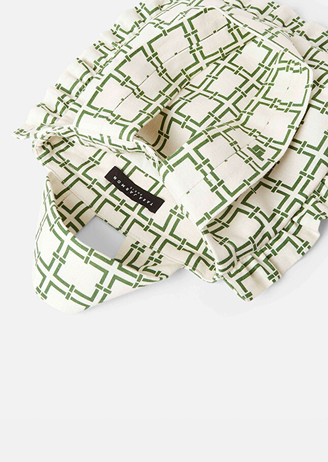 Soledad ecru with green graphic design bag Off-white TARA JARMON