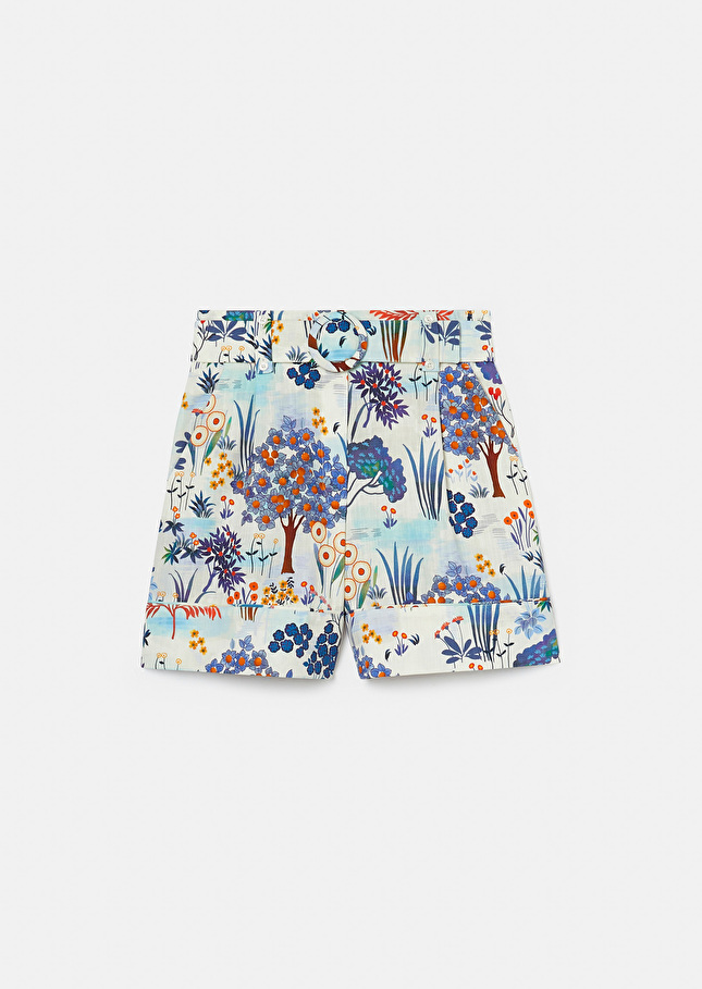 Shelby blue floral printed cotton shorts Blue TARA JARMON