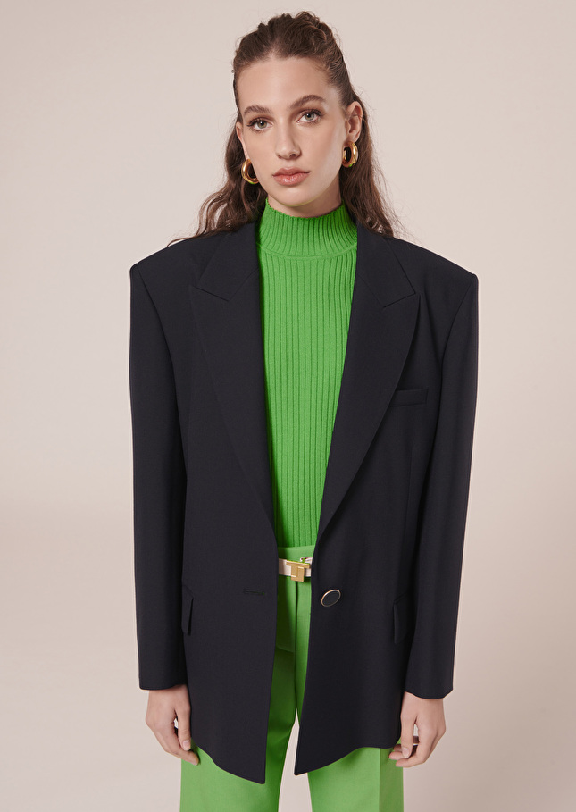 Vancouveur midnight blue cold wool suit jacket Nocturnal TARA JARMON