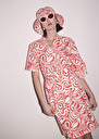 Rosemarine ecru with coral graphic design cotton dress Coral TARA JARMON