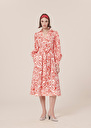 Rivolta ecru with coral graphic design poplin dress Coral TARA JARMON