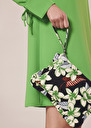 Sabrina midnight blue flower printed soft clutch Black, Coral, Nocturnal TARA JARMON