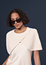 Valentina ecru crepe cape Green, Off-white, Yellow TARA JARMON