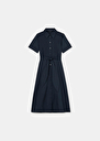 Retronie midnight blue poplin dress Cognac, Nocturnal TARA JARMON