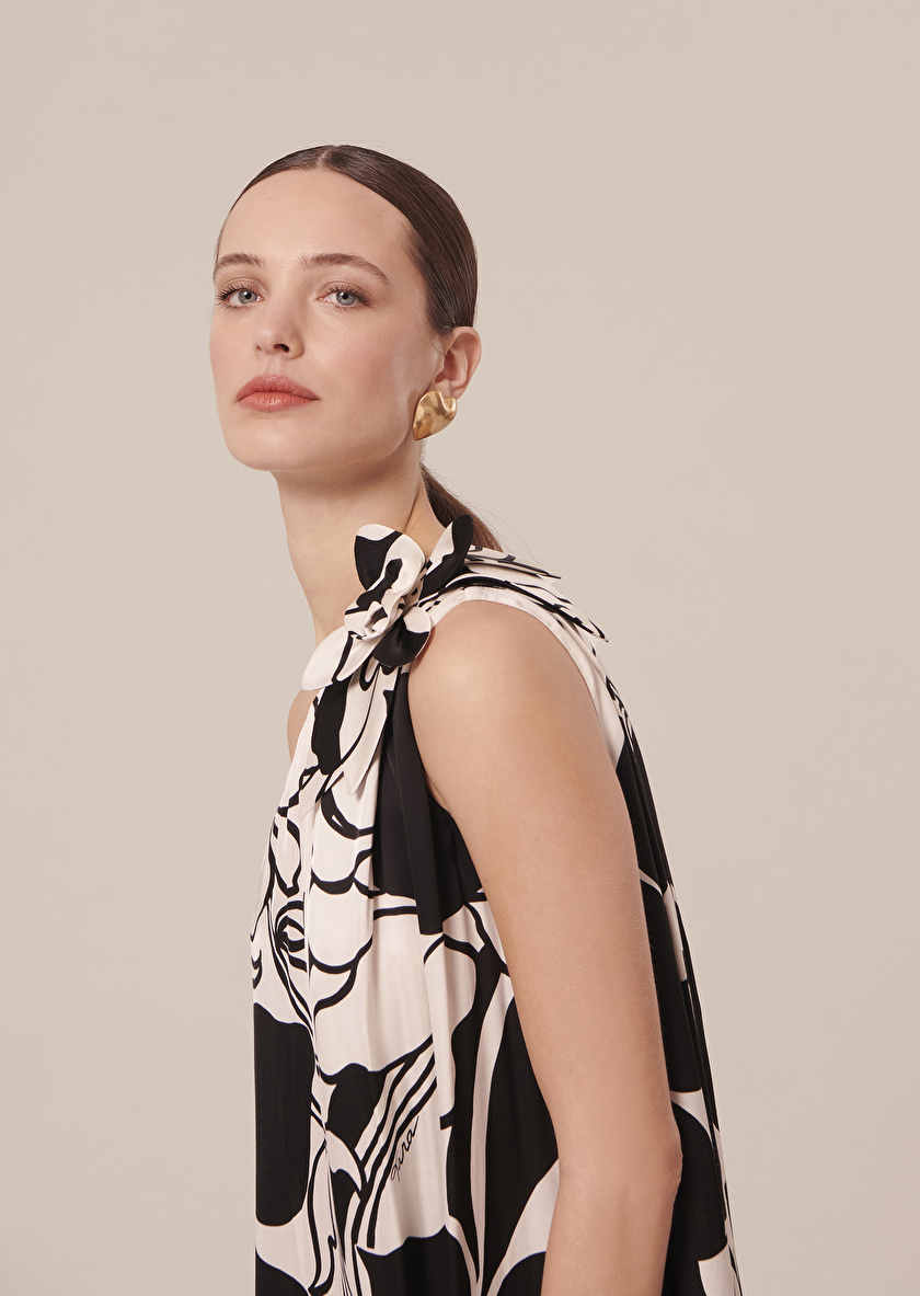 Rekia ecru with black flowers dress Craie TARA JARMON
