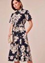 Retronie midnight blue flower printed poplin dress Nocturnal TARA JARMON