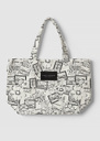 Tote bag with postcard print in cotton Off-white TARA JARMON