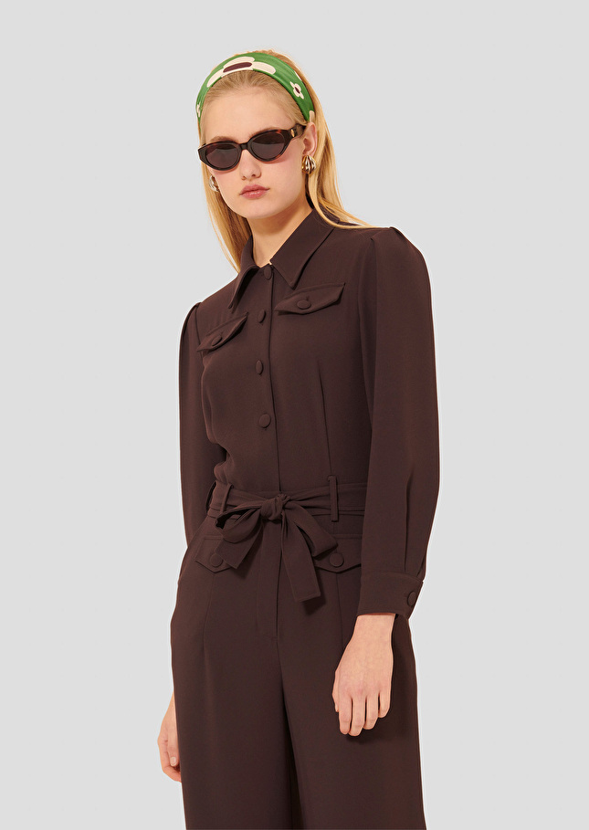 Calice brown crepe jumpsuit Chocolate TARA JARMON