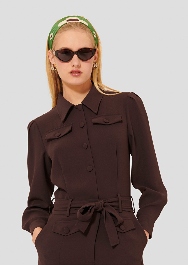 Calice brown crepe jumpsuit Chocolate TARA JARMON