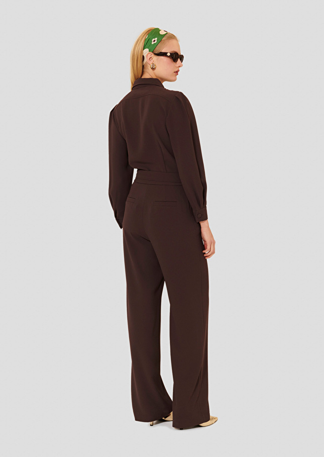 Calice brown crepe jumpsuit Chocolate TARA JARMON