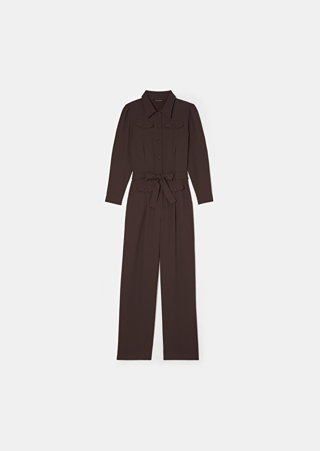 Calice brown crepe jumpsuit Chocolate TARA JARMON