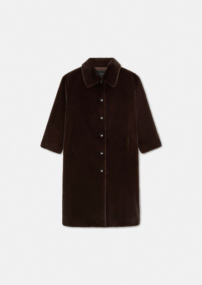 Melrand brown faux fur coat Chocolate TARA JARMON