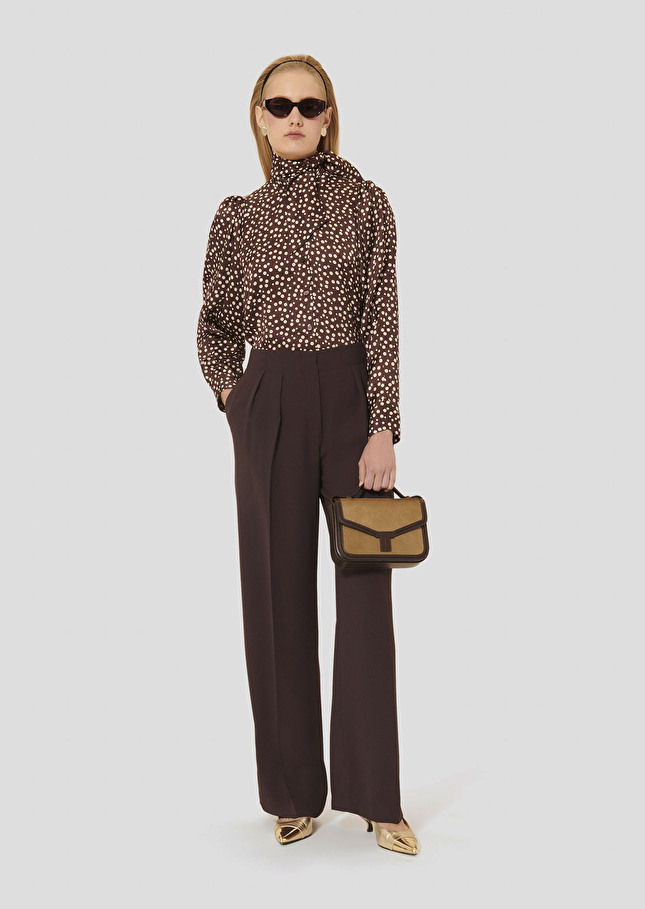 Parigi brown crepe pants Chocolate TARA JARMON