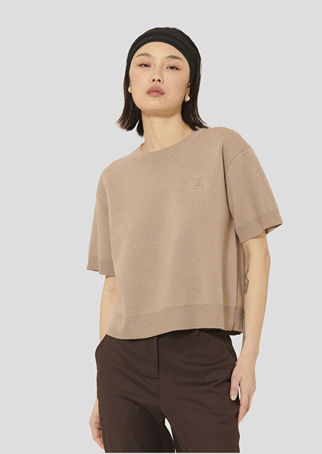 Pamelia brown merino wool sweater Nut brown TARA JARMON