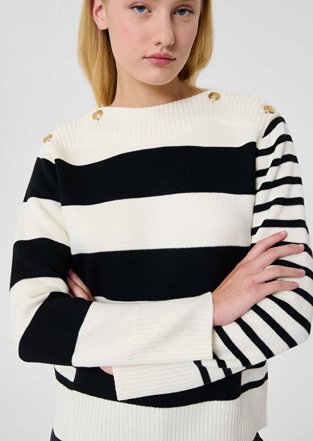 Poetesse ecru stripped wool sweater Off-white TARA JARMON