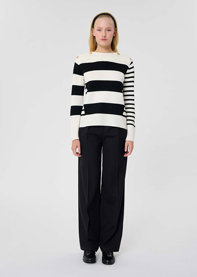 Poetesse ecru stripped wool sweater Off-white TARA JARMON