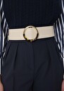 Lauren ecru smooth leather belt Black, Cactus, Craie TARA JARMON