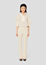 Peyton ecru double-canvas pants Burgundy, Charcoal, Off-white TARA JARMON
