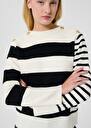 Poetesse ecru stripped wool sweater Off-white TARA JARMON