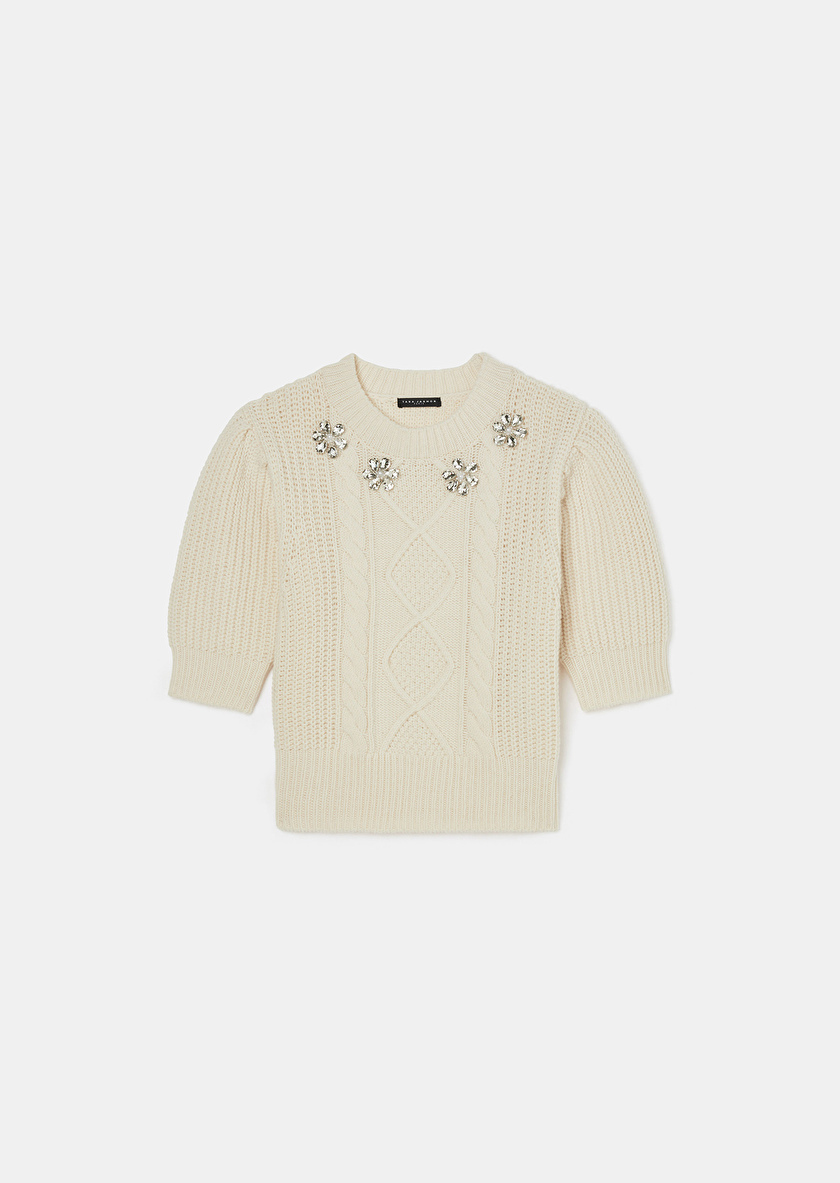 Psyche ecru sweater in merinos wool Off-white TARA JARMON