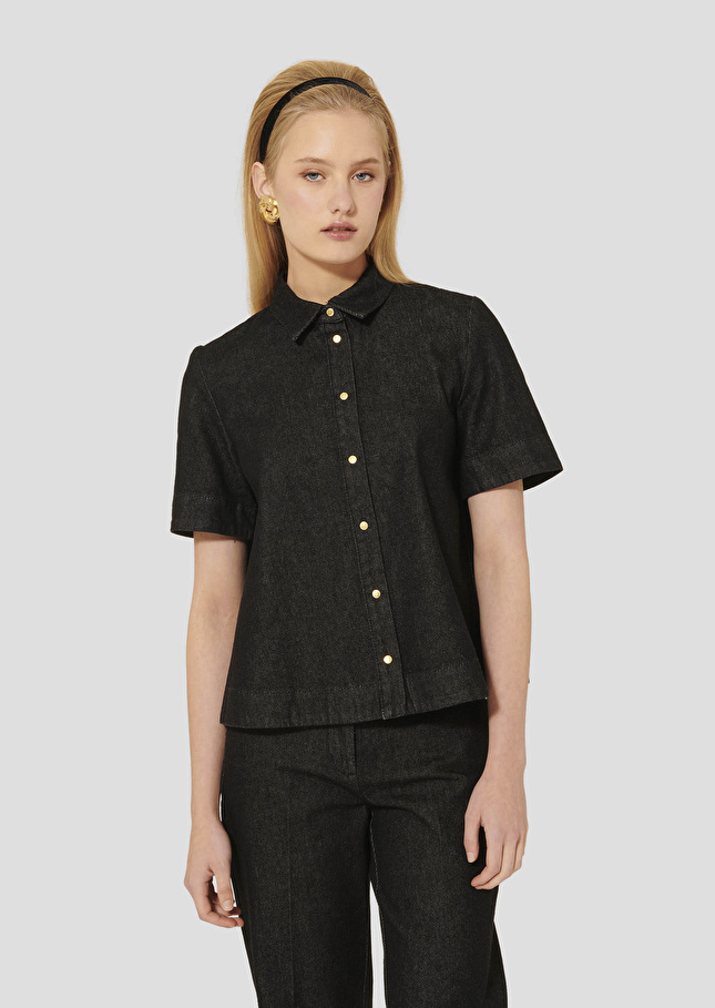 Camilia black denim shirt Charcoal TARA JARMON
