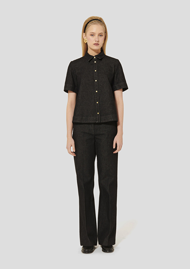 Camilia black denim shirt Charcoal TARA JARMON