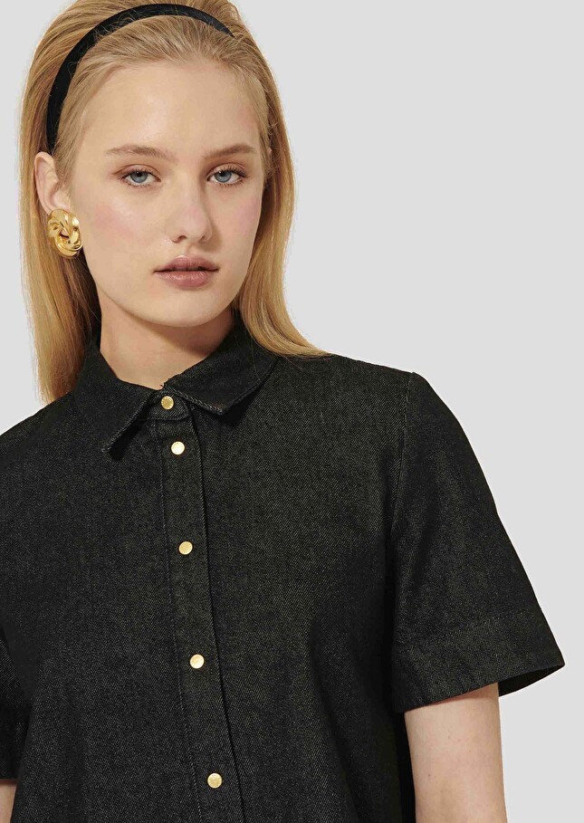 Camilia black denim shirt Charcoal TARA JARMON