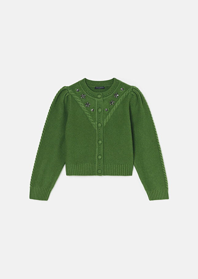 Gustave green merino wool cardigan Cactus TARA JARMON