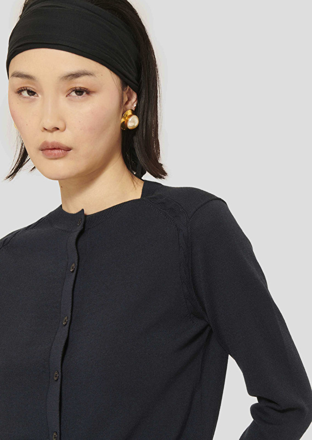 Ginno midnight blue extrafine merino wool cardigan Night TARA JARMON