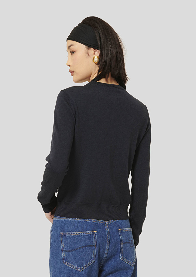 Ginno midnight blue extrafine merino wool cardigan Night TARA JARMON