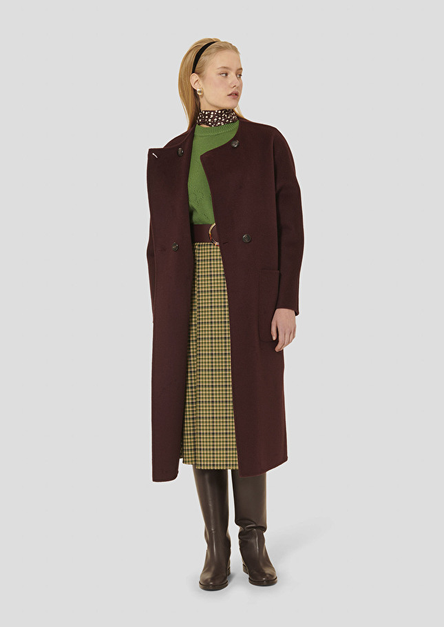 Mara burgundy double-faced wool coat
