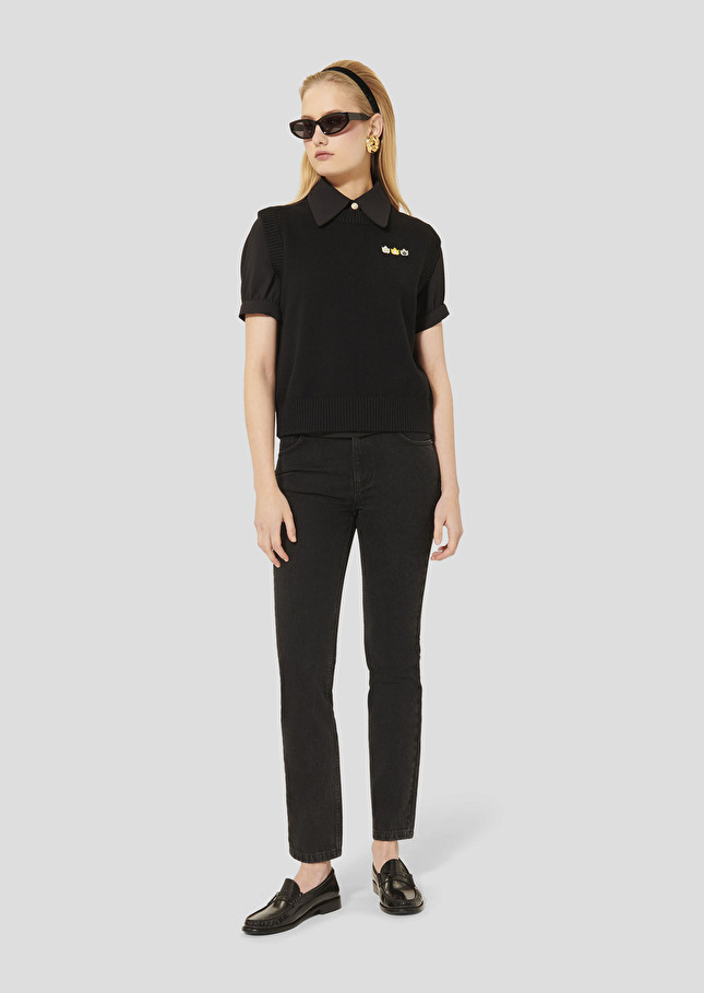 Pimprenelle black sweater in wool and cotton Charcoal TARA JARMON