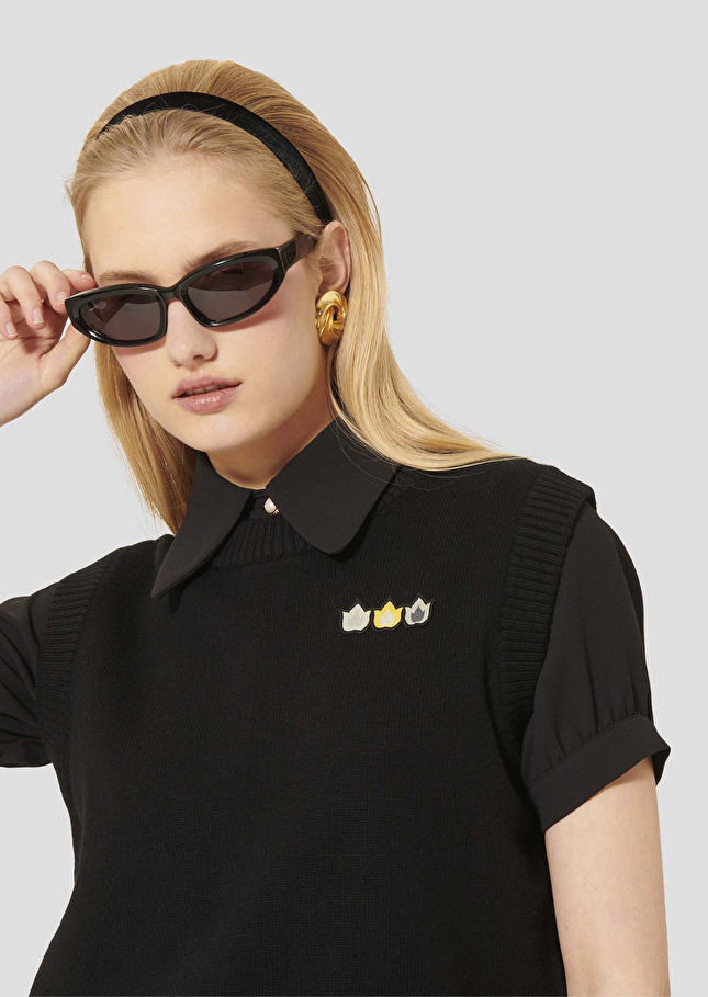 Pimprenelle black sweater in wool and cotton Charcoal TARA JARMON