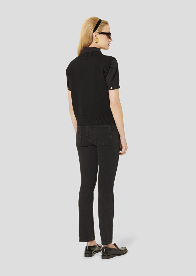 Pimprenelle black sweater in wool and cotton Charcoal TARA JARMON