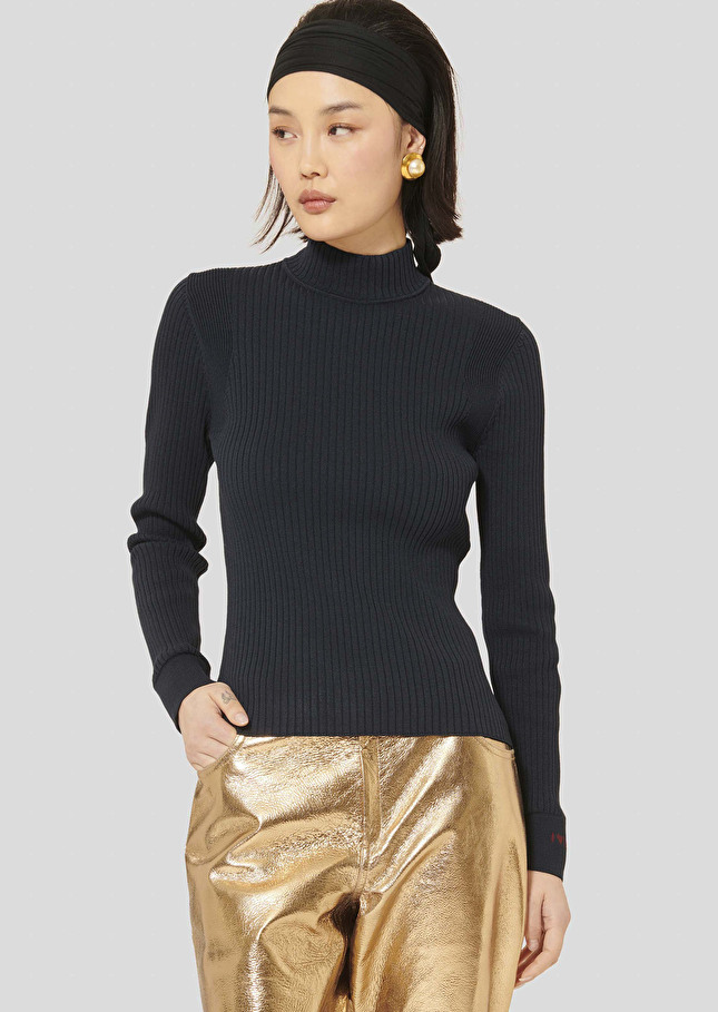 Prudie midnight blue ribbed sweater Night TARA JARMON