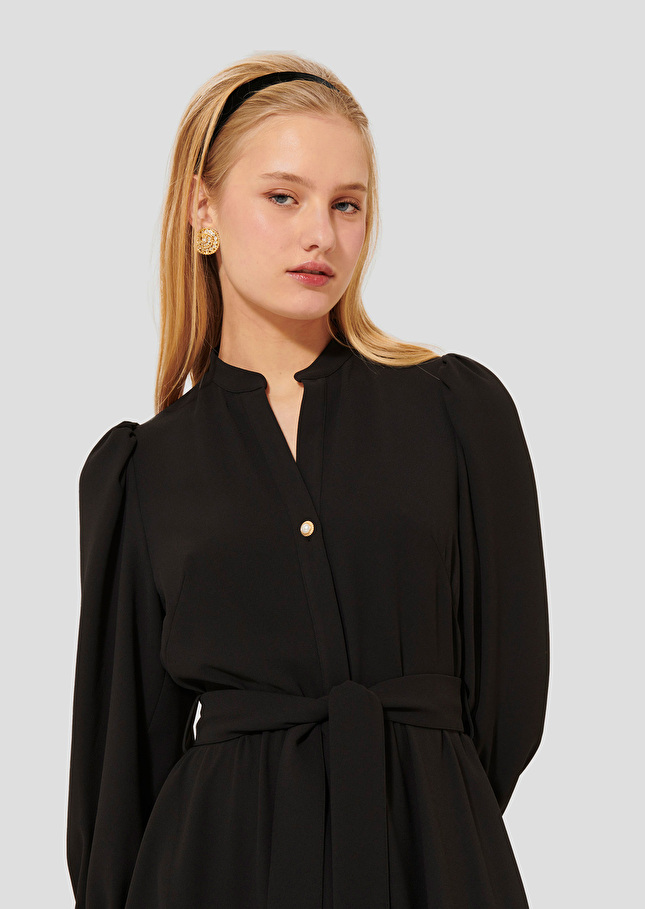 Rivoltina black crepe dress Charcoal TARA JARMON