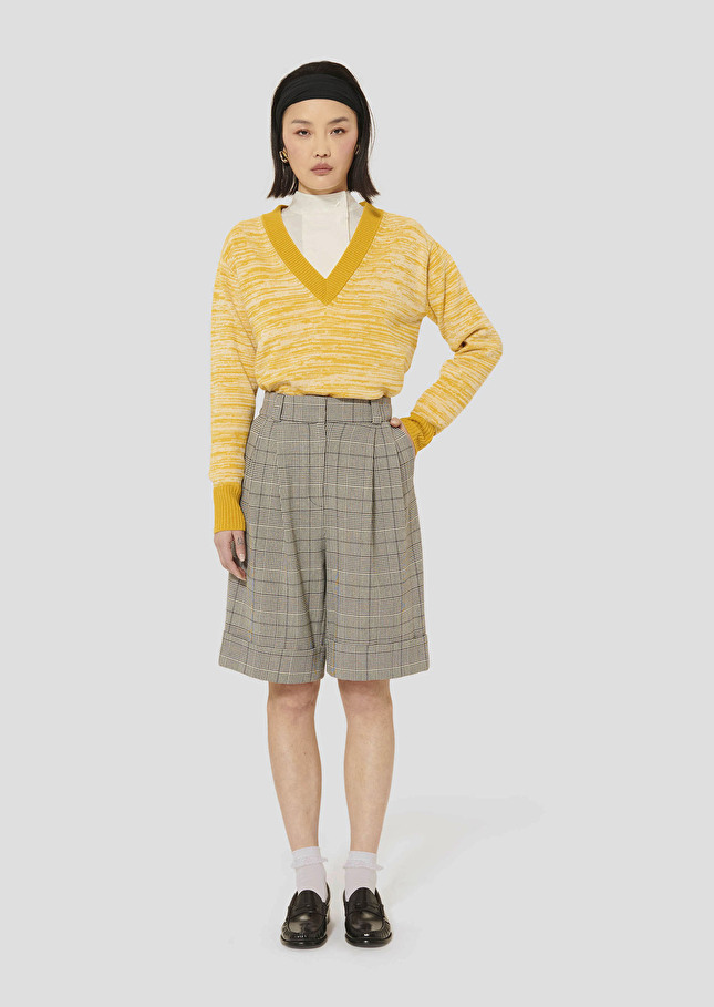Swan grey glen plaid shorts Charcoal TARA JARMON