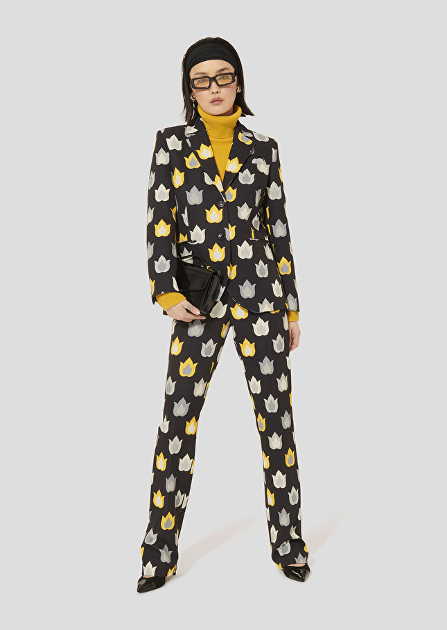 Vinicio black with flames print jacket Charcoal TARA JARMON