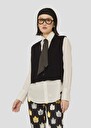 Gilles black cardigan in merino wool and alpaca Charcoal, Lemon yellow TARA JARMON