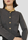 Gyslain grey wool cardigan Black, Gray grey, Off-white TARA JARMON